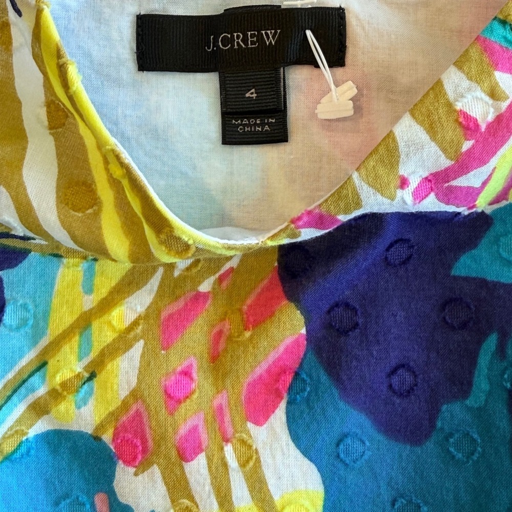 J.Crew Tropical Floral Swiss Dot Peplum Camisole Top Tie Strap Multi Color 4 - Picture 7 of 7